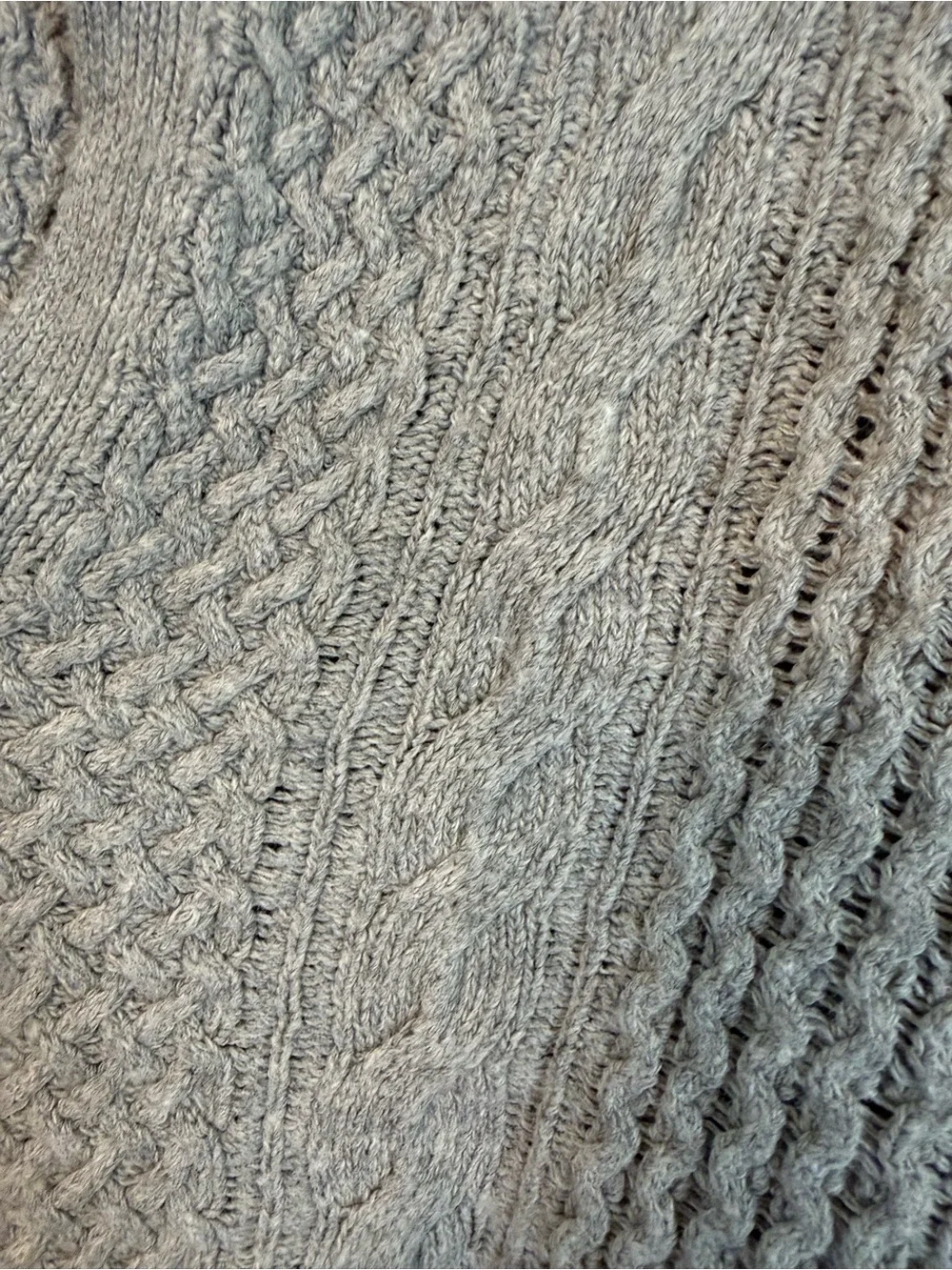 Jason Wu Chunky Cable Knit Fisherman Crop Collared Gray Wool M